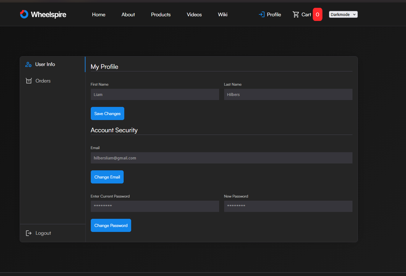 Screenshot showing the cart.